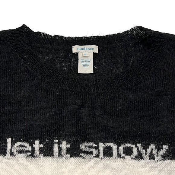 Sundance Let It Snow Lightweight Mohair Crew Sweater, Black Ivory XL - Picture 6 of 8